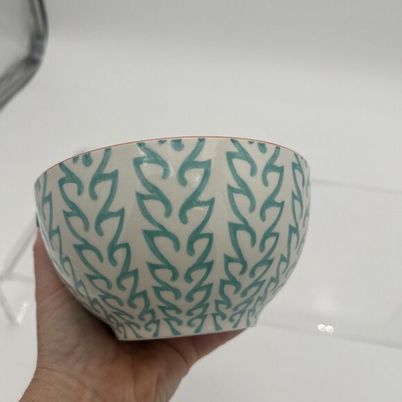 Baum Brothers Tangiers Turquoise and Orange ~ Ceramic Stoneware Soup Cereal Bowl - Picture 6 of 10